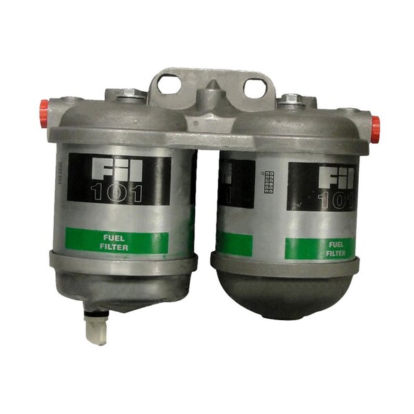 Dual Fuel Filter Assembly With Aluminum Bowl - Ports 1/2" X 20 Pitch